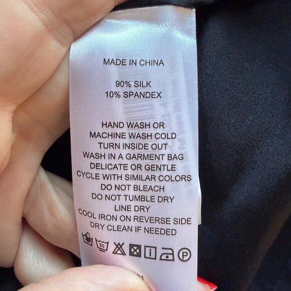 Quince Washable Stretch Silk Puff Sleeve Mini Dress Womens Size L Minimalist Blk - Picture 8 of 11